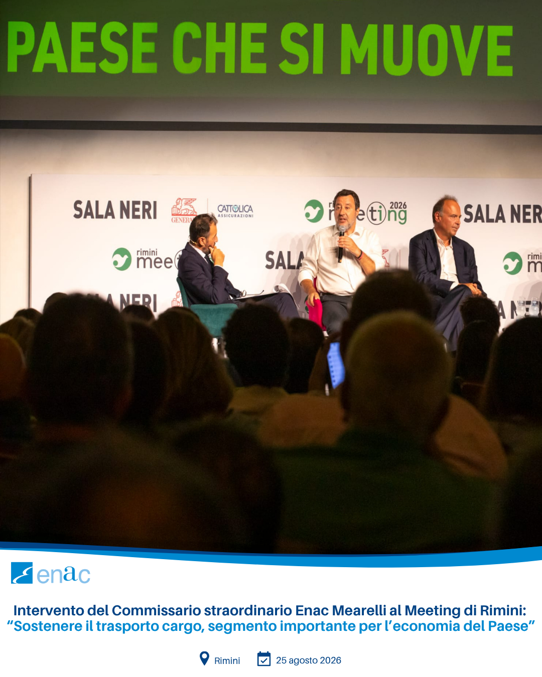 Intervento del Commissario straordinario Enac Mearelli al Meeting di Rimini: “Sostenere il trasporto cargo, segmento importante per l’economia del Paese”