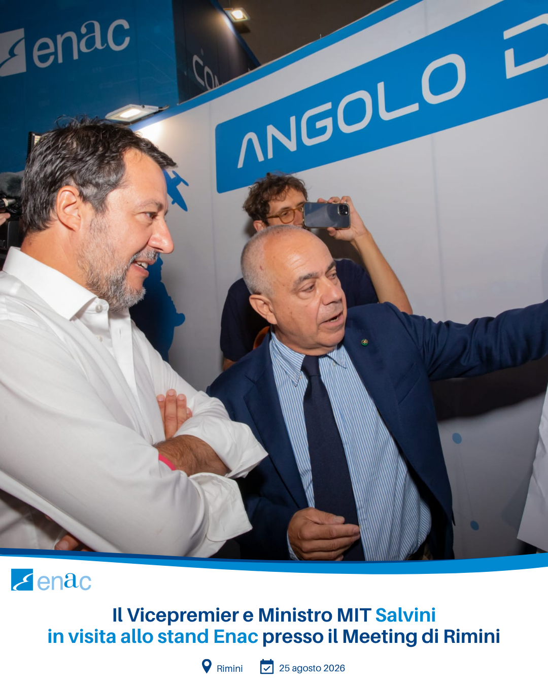 Il Vicepremier e Ministro MIT Salvini in visita allo stand Enac presso il Meeting di Rimini
