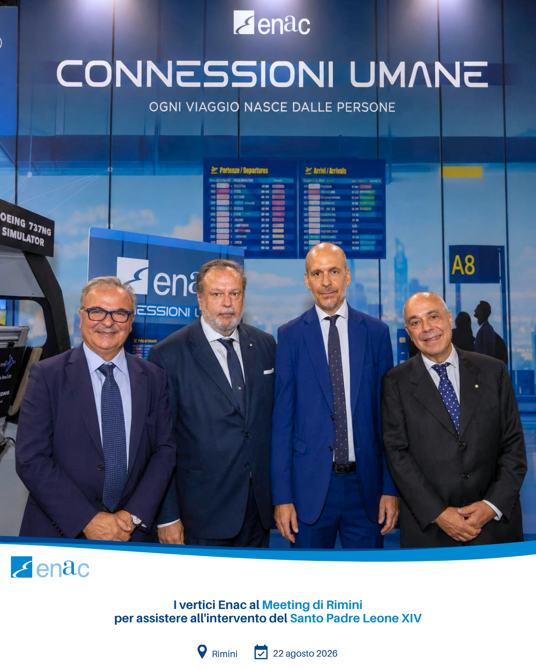 I vertici Enac al Meeting di Rimini per assistere all'intervento del Santo Padre Leone XIV