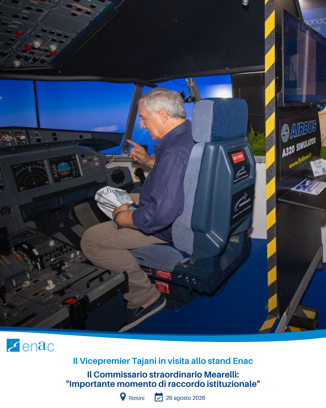 Il Vicepremier Tajani in visita allo stand Enac - Il Commissario straordinario Mearelli: "Importante momento di raccordo istituzionale"