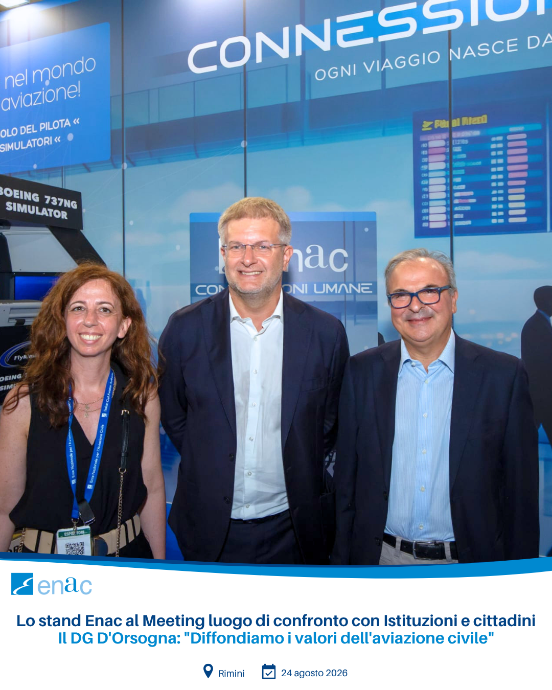Lo stand Enac al Meeting luogo di confronto con Istituzioni e cittadini - Il DG D'Orsogna: "Diffondiamo i valori dell'aviazione civile"