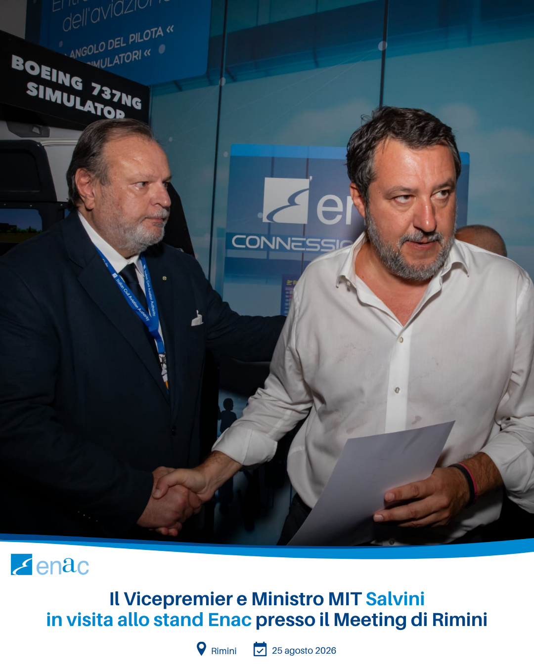 Il Vicepremier e Ministro MIT Salvini in visita allo stand Enac presso il Meeting di Rimini