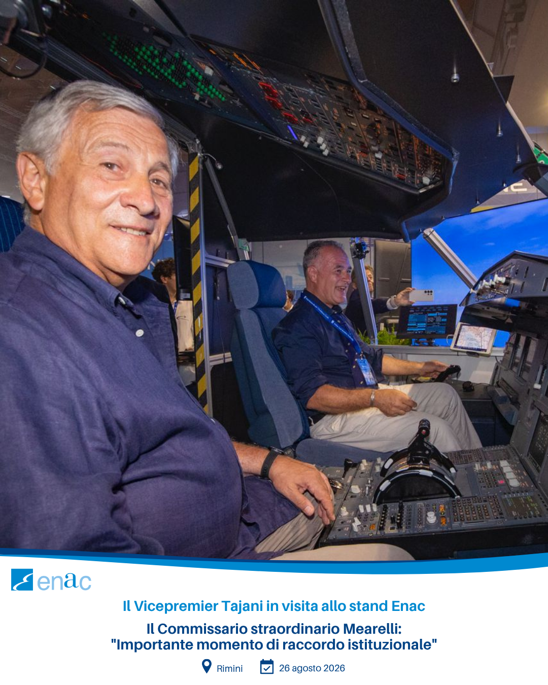 Il Vicepremier Tajani in visita allo stand Enac - Il Commissario straordinario Mearelli: "Importante momento di raccordo istituzionale"