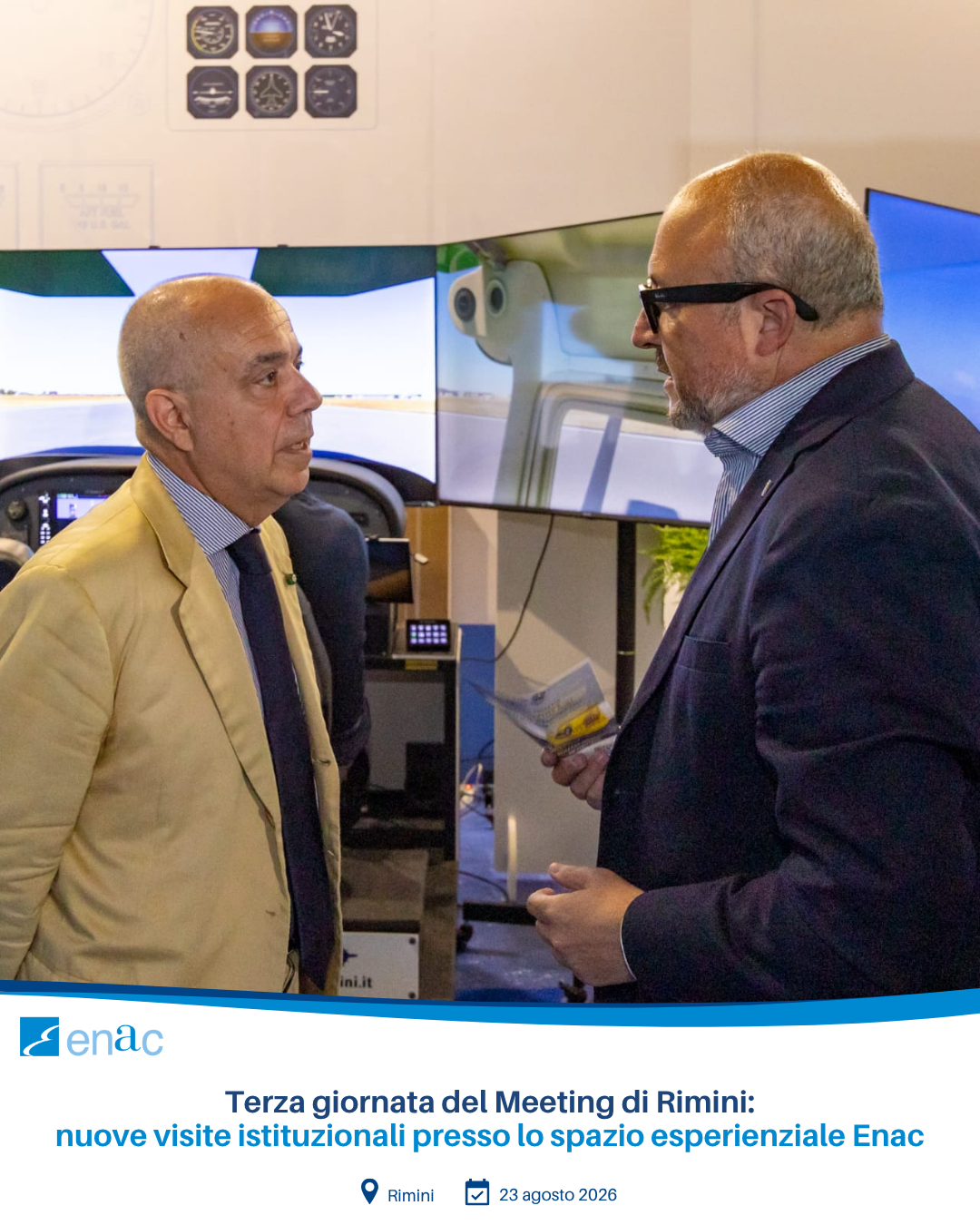 Terza giornata del Meeting di Rimini: nuove visite istituzionali presso lo spazio esperienziale Enac