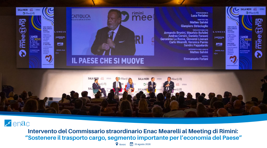 Intervento del Commissario straordinario Enac Mearelli al Meeting di Rimini: “Sostenere il trasporto cargo, segmento importante per l’economia del Paese”