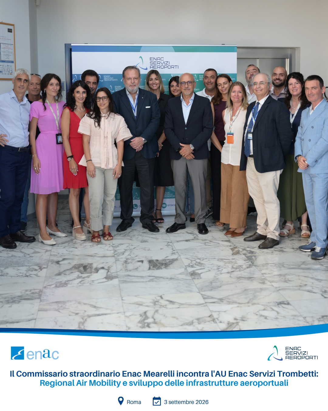 Il Commissario straordinario Enac Mearelli incontra l'AU Enac Servizi Trombetti: Regional Air Mobility e sviluppo delle infrastrutture aeroportuali