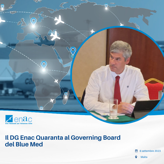 Il Direttore Generale Enac Alessio Quaranta al Governing Board del BLUE MED di Malta