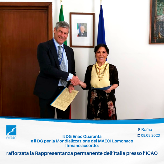Accordo Enac - Maeci: rafforzata la Rappresentanza permanente dell’Italia presso l’ICAO