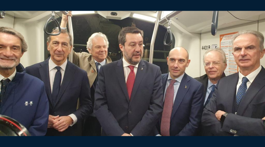 Presidente Enac Di Palma con Ministro Salvini a Milano per inaugurazione tratta M4 che collega Milano a Linate