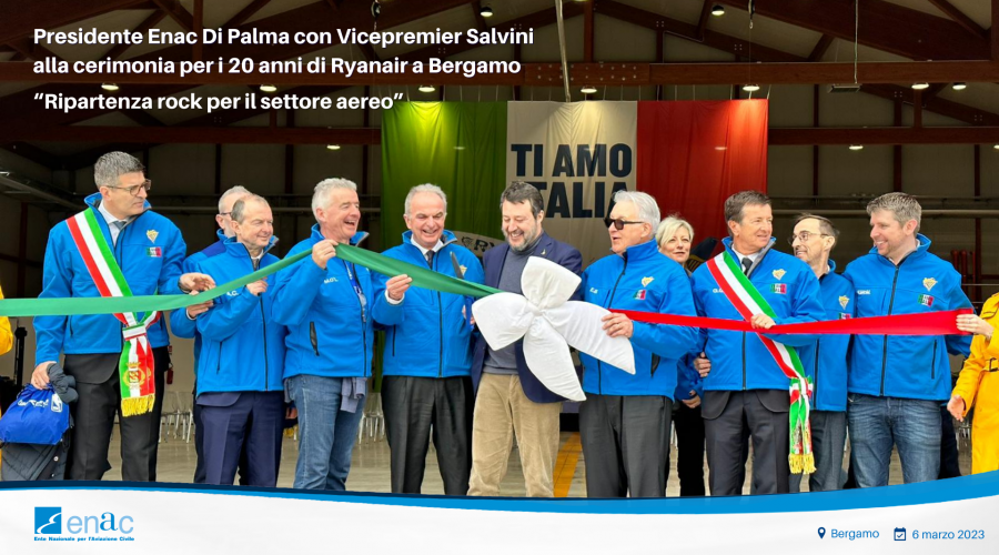 Il Presidente Di Palma con Vicepremier Salvini alla cerimonia per i 20 anni di Ryanair a Bergamo