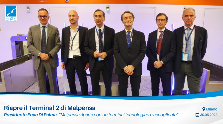 Presidente Di Palma alla cerimonia di riapertura del Terminal 2 di Milano Malpensa