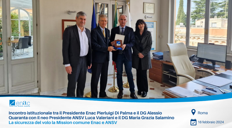 Incontro istituzionale tra il Presidente Enac Pierluigi Di Palma e il DG Alessio Quaranta con il neo Presidente ANSV…