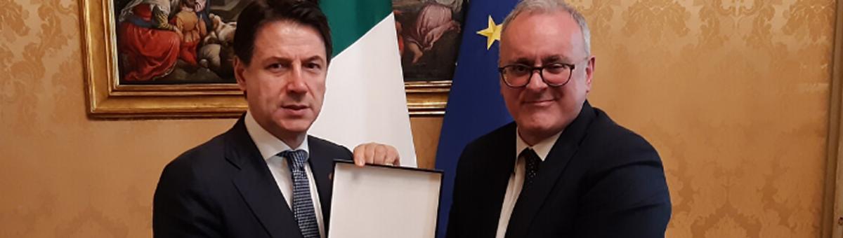 Il Presidente del Consiglio Giuseppe Conte e il Presidente dell'ENAC Nicola Zaccheo