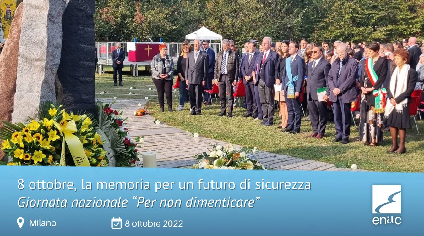 Enac: 8 ottobre, la memoria per un futuro di sicurezza - A Milano celebrata la "Giornata per non dimenticare"