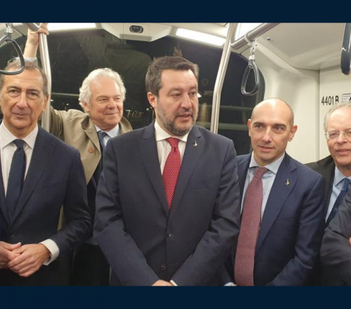 Presidente Enac Di Palma con Ministro Salvini a Milano per inaugurazione tratta M4 che collega Milano a Linate